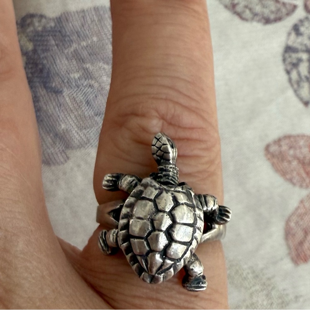 925 Silver Turtle Ring - image 1